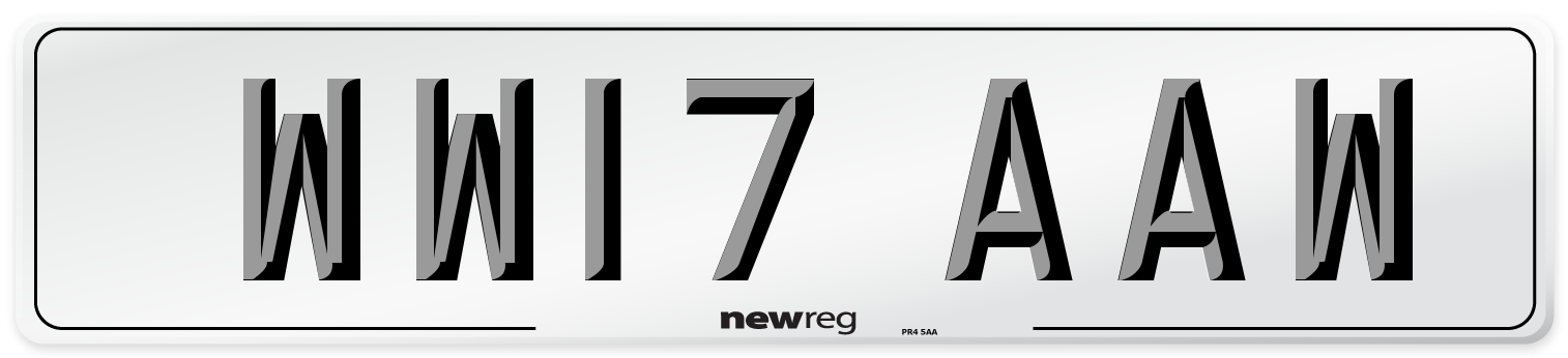 WW17 AAW Number Plate from New Reg